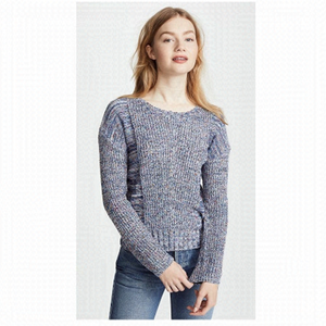 Rails - Elsa Speckled Blue Long Sleeve Knitted Cotton Blend Sweater